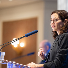 La presidenta de la Comunidad de Madrid, Isabel Díaz, Ayuso, durante una desayuno informativo de Nueva Economía Fórum, en el Four Seasons Hotel, a 13 de julio de 2026, en Madrid (España).