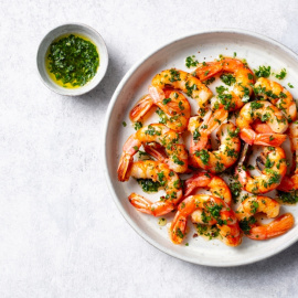 Receta de gambas al chimichurri.