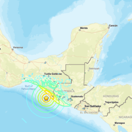 Mapa del terremoto ocurrido en el sur de México el 17 de julio de 2026.