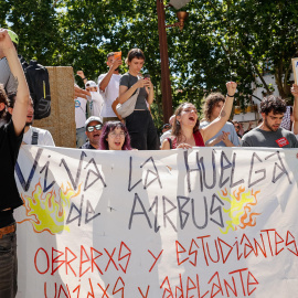 Imagen de la manifestación de trabajadores de Airbus el pasado 16 de julio en Getafe (Madrid).