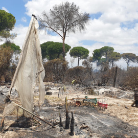 Incendio en uno de los asentamientos chabolistas.