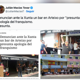 Reacciones a un titular sobre la denuncia a un bar por apología del franquismo.