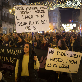Decenas de manifestantes durante una concentración celebrada en Vigo con motivo del Día Internacional de la Eliminación de la Violencia contra las Mujeres el pasado 25 de noviembre.