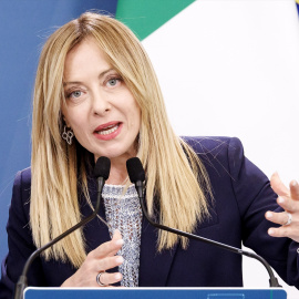 Giorgia Meloni durante una rueda de prensa, en una foto de archivo.