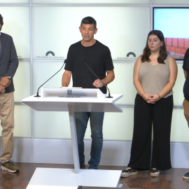Roda de premsa al Parlament de CUP, Comuns, ERC i Junts sobre la sanció a la 'Directa' pels policies infiltrats