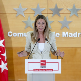 La portavoz del PSOE en la Asamblea, Mar Espinar, durante una rueda de prensa, en una imagen de archivo.