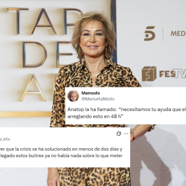 Fotomontaje de Ana Rosa Quintana con varios tuits.