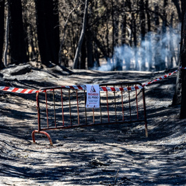 Instalaciones del camping Fuente Helecha afectadas por el incendio de Burgohondo (Ávila), a 6 de agosto de 2026.