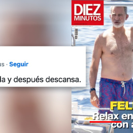 Un tuitero comenta la portada de 'Diez Minutos' sobre el rey.