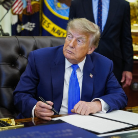 Donald Trump durante una rueda de prensa en la Casa Blanca, a 10 de agosto de 2026.