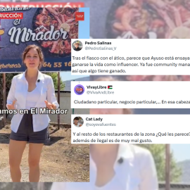 Fotomontaje de Isabel Díaz Ayuso con tuits.