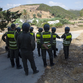 Fuerzas de seguridad marroquíes en Castillejos. Archivo.