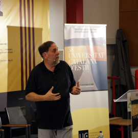 Oriol Junqueras durant la seva intervenció a la Universitat Catalana d'Estiu 2026
