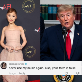 Fotomontaje de Ariana Grande y Donald Trump.