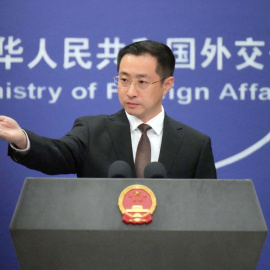El portavoz del Ministerio de Relaciones Exteriores de China, Lin Jian, durante una rueda de prensa ordinaria, en una imagen de archivo.
