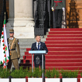 El primer ministro húngaro, Peter Magyar, durante una ceremonia de juramento militar, en una imagen de archivo.
