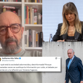 Fotomontaje de Miguel Rellán, Begoña Gómez y Jorge Fernández Díaz.