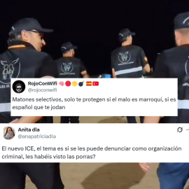 Fotomontaje de una imagen del grupo neonazi Ángeles de la noche y tuits.