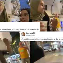 Fotomontaje en el que aparecen dos jóvenes confrontando a un hombre.