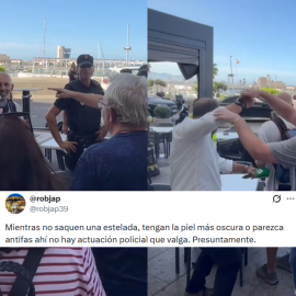 Fotomontaje del vídeo en el que agreden a un periodista y un tuit.