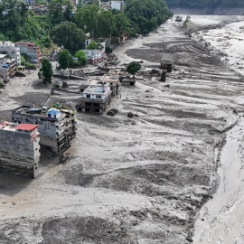 Imágen de la catástrofe causada por desbordamiento del río Trishuli, a 26 de agosto de 2026.