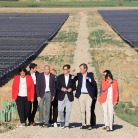 Visita del president Salvador Illa i la consellera Sílvia Paneque al parc solar d'Alcarràs (Segrià), feta aquest dissabte, 29 d'agost. 29/08/2026