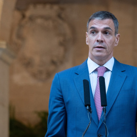 El presidente del gobierno, Pedro Sánchez, en una comparecencia ante los medios.