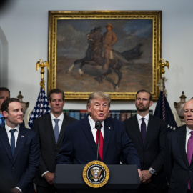 Trump durante una reunión con líderes del sector tecnológico en la Sala Roosevelt de la Casa Blanca, en Washington, el pasado 19 de agosto.