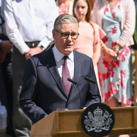 El exprimer ministro de Reino Unido, Keir Starmer, en la rueda de prensa de su renuncia, a 20 de julio de 2026.