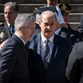 El ministro del Interior, Fernando Grande-Marlaska, y el  director general de la Policía, Francisco Pardo, el12 de marzo de 2026 en Madrid.