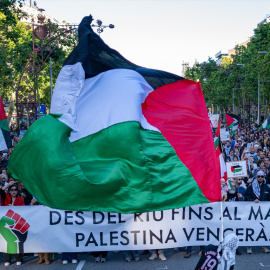 Manifestación en Barcelona a favor de Palestina.