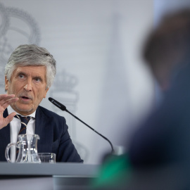 El ministro del Interior, Fernando Grande-Marlaska, durante la rueda de prensa tras el Consejo de Ministros, a 25 de agosto de 2026.