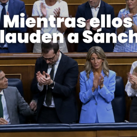 El presidente del Gobierno recibe el aplauso de la bancada socialista en el Congreso.