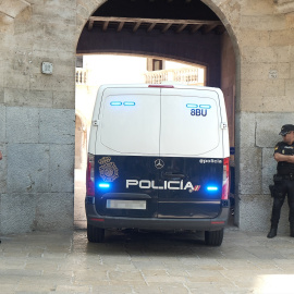 Un furgón de la Policía entra por la Audiencia Provincial de Balears, en una foto de archivo.