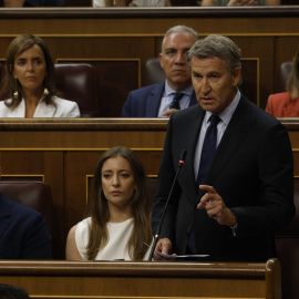 El líder del Partido Popular, Alberto Núñez Feijoó interviene en la primera sesión de control del Congreso, a 9 de septiembre de 2026.