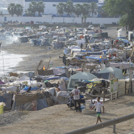 Asentamientos en la playa del Trampolín, a 7 de septiembre de 2026, en Ceuta.