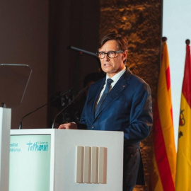 El president del Govern, Salvador Illa, durant la conferència "El futur és aquí" que ha pronunciat aquest dilluns, 14 de setembre, a Barcelona. 14/09/2026