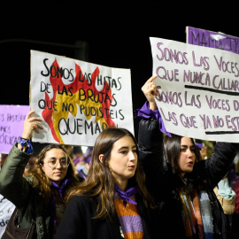 Un grupo de mujeres con pancartas durante una manifestación contra las violencias machistas, a 25 de noviembre de 2022, en Santander, Cantabria