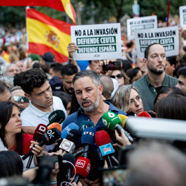 Santiago Abascal, durante una manifestación coincidiendo con el Día de Ceuta.