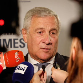 El ministro de Exteriores italiano, Antonio Tajani, habla con los medios en la Asamblea de la ONU, a 21 de septiembre de 2026.