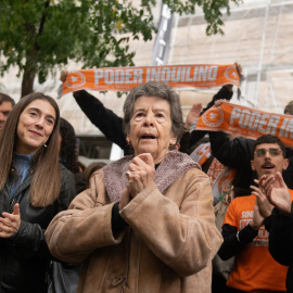 Maricarmen en una pasada concentración para frenar su desahucio, 29 de octubre de 2025.