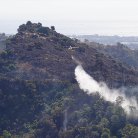 Medios aéreos en las labores de extinción del incendio forestal en Benahavís.