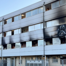 Façana exterior de la residència incendiada a l'Ametlla del Vallès.