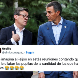 Pedro Sánchez junto al primer ministro británico Andy Burnham en Central Park.