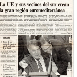 Recorte de fragmento de portada de El País de 29.11.1995