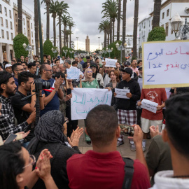 Protesta de jóvenes marroquíes, en octubre de 2025 en Rabat.