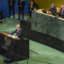 Benjamín Netanyahu habla durante la 81ª Asamblea General de Naciones Unidas.