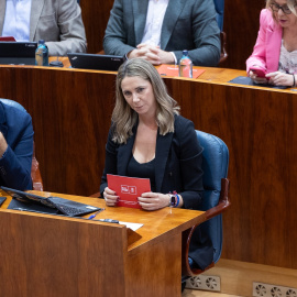 La portavoz del PSOE en la Asamblea, Mar Espinar, durante un pleno en la Asamblea de Madrid, a 1 de octubre de 2026.