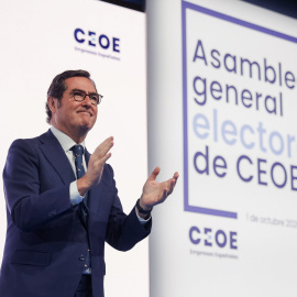 Antonio Garamendi durante la asamblea en la que ha sido reelegido presidente de la CEOE, a 1 de octubre de 2026.