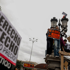 Protesta por la vivienda, en Madrid, este sábado.